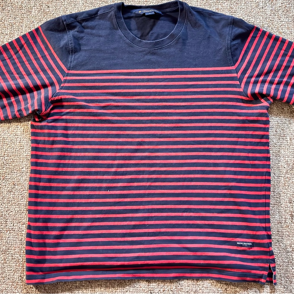 Brooks Brothers Navy and Red Striped Men's Shirt